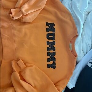 Judith March Orange Sweatshirt with Black 'MUMMY' Print